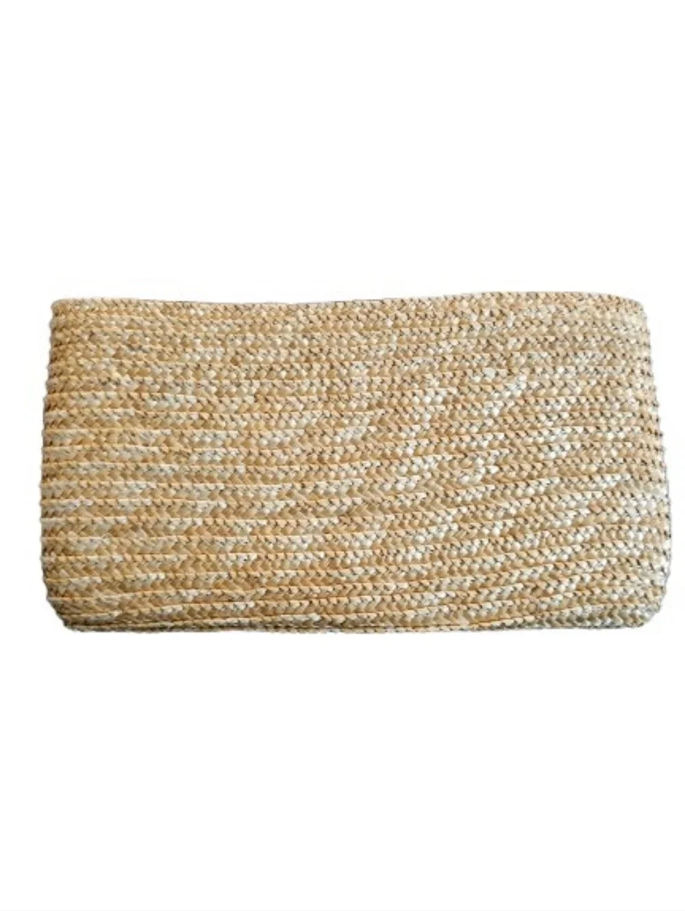 Coldwater Creek Natural Straw Flower Clutch - Beige